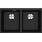 Νεροχύτης γρανιτένιος 76x44 χωρίς πάγκο ένθετος 2 γούρνες onyx, χρώμα: Μαύρο Γρανιτένιοι