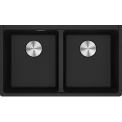 Νεροχύτης γρανιτένιος 76x44 χωρίς πάγκο ένθετος 2 γούρνες onyx, χρώμα: Μαύρο Γρανιτένιοι