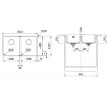 Νεροχύτης γρανιτένιος 72,1x40 χωρίς πάγκο υποκαθήμενος, 2 γούρνες (75,3x43,3cm) coffee, χρώμα: Μπεζ Γρανιτένιοι