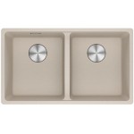 Νεροχύτης γρανιτένιος 72,1x40 χωρίς πάγκο υποκαθήμενος, 2 γούρνες (75,3x43,3cm) coffee, χρώμα: Μπεζ Γρανιτένιοι