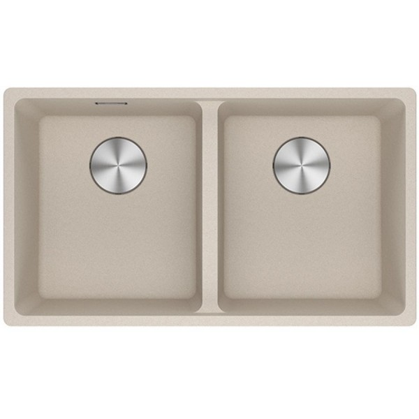 Νεροχύτης γρανιτένιος 72,1x40 χωρίς πάγκο υποκαθήμενος, 2 γούρνες (75,3x43,3cm) coffee, χρώμα: Μπεζ Γρανιτένιοι