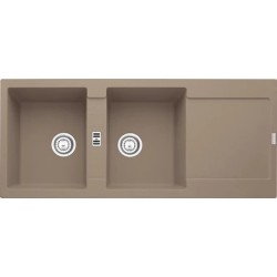 Νεροχύτης γρανιτένιος 116x50 με πάγκο αριστερά / με πάγκο δεξιά ένθετος 2 γούρνες αντιστρεφόμενος, oyster, χρώμα: Καφέ Γρανιτένιοι