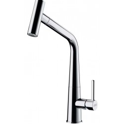 Kitchen tap Deck-mounted material: Brass with shower, color: Chrome surface: Glossy Deck-mounted