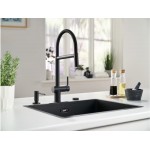 Kitchen tap Deck-mounted material: Brass With Pull-Out Spray 1 jet black matt, color: Black surface: Matt Deck-mounted