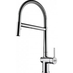 Kitchen tap Deck-mounted material: Brass with shower, color: Chrome surface: Glossy Deck-mounted