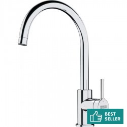 Kitchen tap Deck-mounted material: Brass, color: Chrome surface: Glossy Deck-mounted