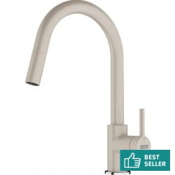 Kitchen tap Deck-mounted material: Brass With Pull-Out Spray 1 jet coffee, color: Beige surface: Matt Deck-mounted