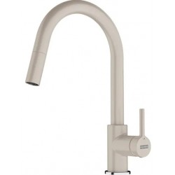 Kitchen tap Deck-mounted material: Brass With Pull-Out Spray 1 jet coffee, color: Beige surface: Matt Deck-mounted