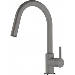 Kitchen tap Deck-mounted material: Brass With Pull-Out Spray 1 jet stone grey, color: Grey surface: Matt Deck-mounted