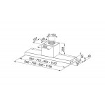 Απορροφητήρας εντοιχιζόμενος απλός 60cm 250 W, χρώμα: Χρωμέ Απορροφητήρες εντοιχιζόμενοι