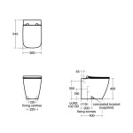 Floor standing toilet & toilet seat soft closing, style: Sandwich back to wall horizontal outlet p Rimless Slim 54,5x36 surface: Matt, color: Grey Floor standing