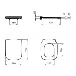 Floor standing toilet & toilet seat soft closing, style: Sandwich back to wall horizontal outlet p Rimless Slim 54,5x36 surface: Matt, color: Grey Floor standing