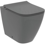 Floor standing toilet & toilet seat soft closing, style: Sandwich back to wall horizontal outlet p Rimless Slim 54,5x36 surface: Matt, color: Grey Floor standing