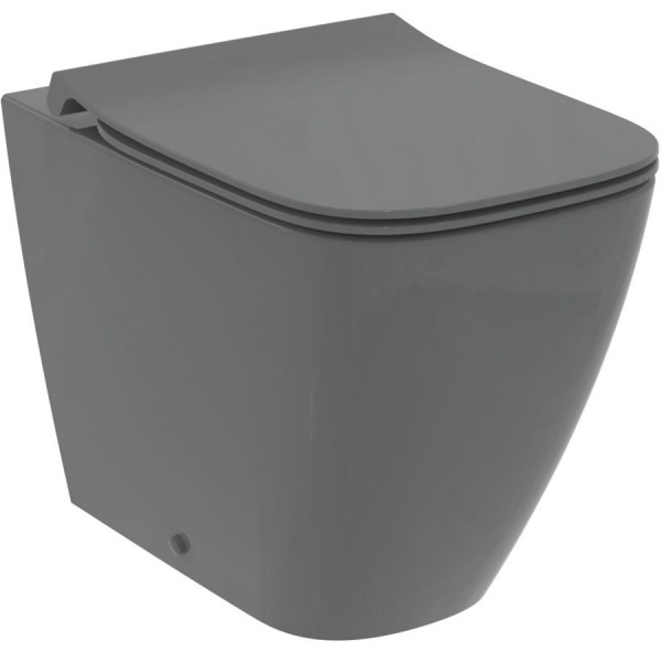Floor standing toilet & toilet seat soft closing, style: Sandwich back to wall horizontal outlet p Rimless Slim 54,5x36 surface: Matt, color: Grey Floor standing