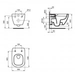 Wall-mounted toilet & toilet seat soft closing, style: Wrapover hidden fixation Rimless, Silk black 53x36 surface: Matt, color: Black Wall-mounted Wall-mounted toilet & toilet seat soft closing, style: Wrapover hidden fixation Rimless, Silk black 53x36 surface: Matt, color: Black Wall-mounted