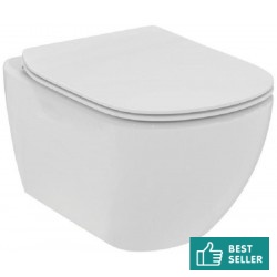 Wall-mounted toilet & toilet seat soft closing, style: Sandwich hidden fixation Rimless Slim Rimless+ 53x36 surface: Glossy, color: White Wall-mounted