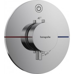 Shower tap Wall-mounted external part 1 way material: Brass thermostatic With plate without hand shower, hose and holder, color: Chrome surface: Glossy Wall-mounted - external part