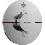 Shower tap Wall-mounted external part 1 way material: Brass thermostatic With plate without hand shower, hose and holder, color: Chrome surface: Glossy Wall-mounted - external part