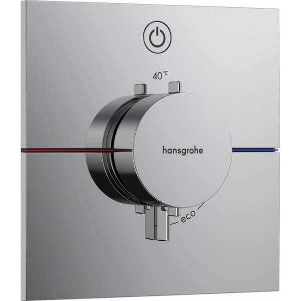 Shower tap Wall-mounted external part 1 way material: Brass thermostatic With plate without hand shower, hose and holder, color: Chrome surface: Glossy Wall-mounted - external part