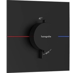 Shower tap Wall-mounted external part 1 way material: Brass thermostatic With plate without hand shower, hose and holder, color: Black surface: Matt Wall-mounted - external part