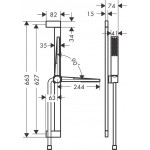 Shower slider rail 66cm material: Brass 100 EcoSmart with hand shower & hose, color: Chrome surface: Glossy Shower slider rails Shower slider rail 66cm material: Brass 100 EcoSmart with hand shower & hose, color: Chrome surface: Glossy Shower slider rails