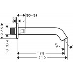 Spout (Nozzle) 19,8cm Wall-mounted material: Brass, color: Black surface: Matt Bath spouts Spout (Nozzle) 19,8cm Wall-mounted material: Brass, color: Black surface: Matt Bath spouts