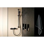 Shower tap Wall-mounted exposed material: Brass mixer without hand shower, hose and holder, color: Black surface: Matt Wall-mouned exposed