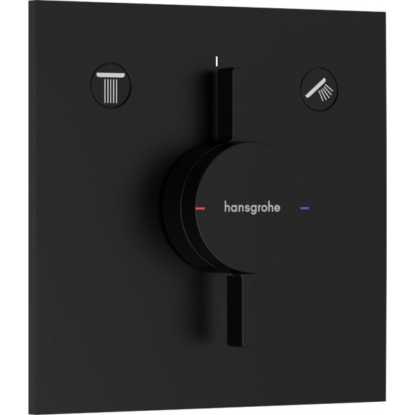 Shower tap Wall-mounted external part 2 way material: Brass mixer With plate without hand shower, hose and holder, color: Black surface: Matt Wall-mounted - external part