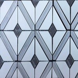 Marble patchwork 25x21,5 10mm, Grigio,Line Grey, White Thassos surface: Matt, hue: White/Grey Patchwork