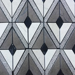 Marble patchwork 25x21,5 London Grey, Smoke, Nero Marquino, 10mm surface: Matt, hue: White/Grey Patchwork