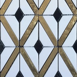 Marble patchwork 25x21,5 surface: Matt, hue: White/Gold Patchwork