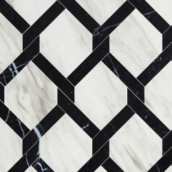 Patchwork μαρμάρου 28,4x21,3 10mm, Volakas,Nero Marquino επιφάνεια: Ματ, απόχρωση: Λευκό/Μαύρο Patchwork