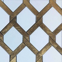 Marble patchwork 28,4x21,3 Gold Leaf ,White Thassos 10mm surface: Matt, hue: White/Gold Patchwork