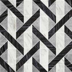 Marble patchwork 28,5x28,5 Blue Star, Volakas, Lais, 10mm surface: Matt, hue: Black/Grey Patchwork
