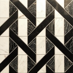 Patchwork μαρμάρου 28,5x28,5 Black Forest, Volakas, Nero Marquino, 10mm επιφάνεια: Ματ, απόχρωση: Λευκό/Μαύρο Patchwork