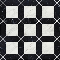 Patchwork μαρμάρου 30x30 10mm,Volakas, Nero Marquino επιφάνεια: Ματ, απόχρωση: Λευκό/Μαύρο