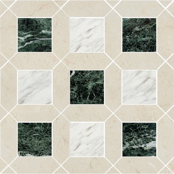 Patchwork μαρμάρου 30x30 10mm, Sand, Green Tinos, Volakas επιφάνεια: Ματ, απόχρωση: Mix Patchwork