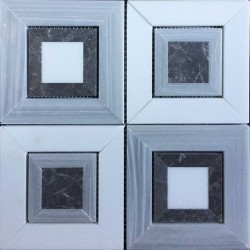 Patchwork μαρμάρου 29,4x29,4 Grigio, Line Grey, White Thassos, 10mm επιφάνεια: Ματ, απόχρωση: Λευκό/Γκρι Patchwork