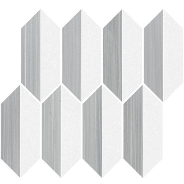 Patchwork μαρμάρου 25,2x23,5 White Thassos, Line Grey, Grigio, 10mm επιφάνεια: Ματ, απόχρωση: Λευκό/Γκρι Patchwork