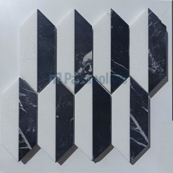 Marble patchwork 25,2x23,5 White Thassos, Nero Marquino, 10mm surface: Glossy, hue: White/Black Patchwork