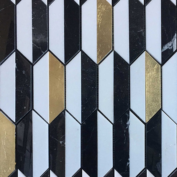 Marble patchwork 25,2x23,5 surface: Matt, hue: White/Black Patchwork