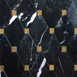 Marble patchwork 25,7x18,7 10mm, Gold Leaf, Nero Marquino surface: Glossy, hue: Black/Gold Patchwork
