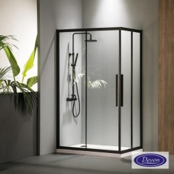 Καμπίνα ντουζιέρας ορθογώνια 120x90x195 6mm συρόμενη επιφάνεια: Ματ, χρώμα: Μαύρο Ορθογώνιες