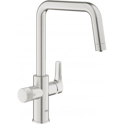 Kitchen tap Deck-mounted material: Brass with water filter, color: Chrome surface: Brushed Deck-mounted