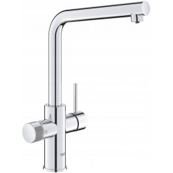 Kitchen tap Deck-mounted material: Brass with water filter L-Spout, color: Chrome surface: Glossy Deck-mounted