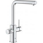 Kitchen tap Deck-mounted material: Brass With Pull-Out Spray 1 jet with water filter, color: Chrome surface: Glossy Deck-mounted