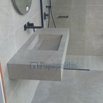 Πάγκος μπάνιου με νιπτήρα 120x50x15 από γρανίτη gres porcell.smaltato επιφάνεια: Ματ με 1 νιπτήρα με κεκλιμένη γούρνα, χρώμα: Γκρι Νιπτηροπάγκοι