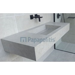 Πάγκος μπάνιου με νιπτήρα 120x50x15 από γρανίτη gres porcell.smaltato επιφάνεια: Ματ με 1 νιπτήρα με κεκλιμένη γούρνα, χρώμα: Γκρι Νιπτηροπάγκοι