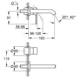 Spout (Nozzle) 18cm Wall-mounted material: Brass, color: Chrome surface: Brushed Bath spouts