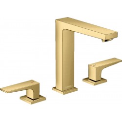 Wash basin tap Deck-mounted dual-level L size material: Brass With push-open waste set 160, polished gold, color: Gold surface: Glossy Deck-mounted